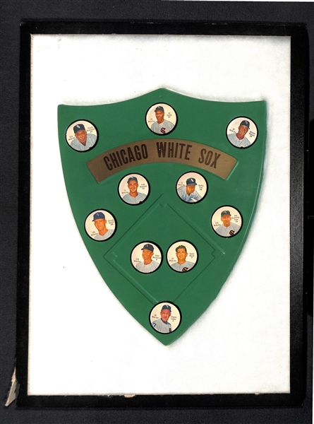 1962 Salada Chicago White Sox Coins in Original Team Shield Display w. 10 Coins (Inc. Fox & Aparicio)